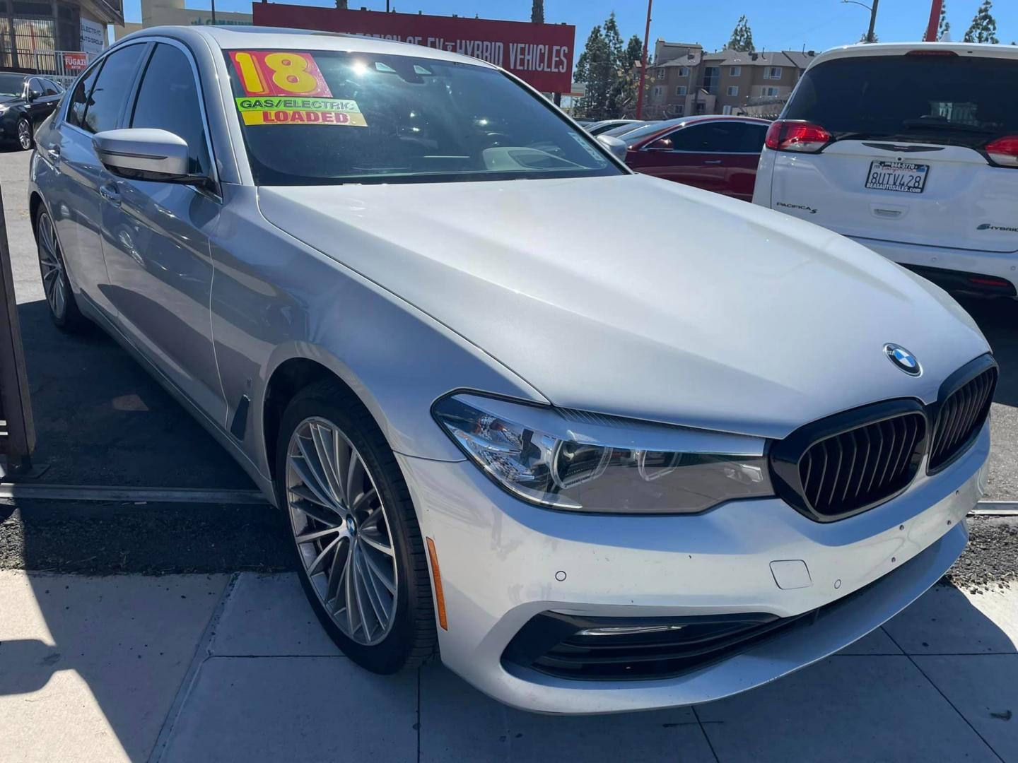 2018 SILVER /BLACK BMW 5-Series 530e iPerformance (WBAJA9C55JB) with an 2.0L L4 DOHC 16V TURBO HYBRID engine, 8A transmission, located at 744 E Miner Ave, Stockton, CA, 95202, (209) 944-5770, 37.956863, -121.282082 - PLUS TAXES AND FEES - Photo#0